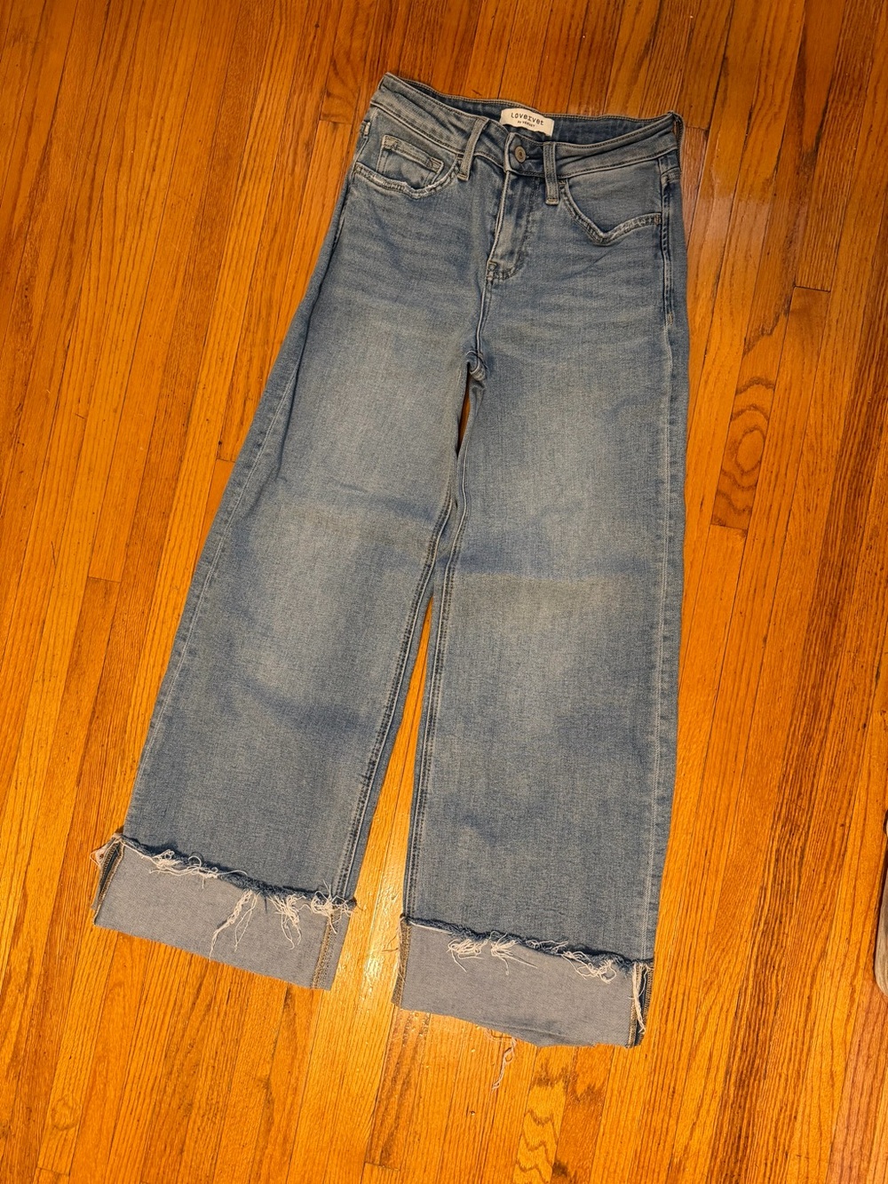Lovervet by Vevet High-Rise Wide Leg Cuffed Ankle Jeans - sz 25/1